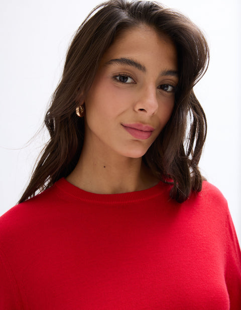 Celio Women's Red Merino Wool Crew Neck Sweater|Celio In Lebanon