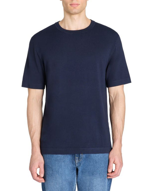 Celio Men's Navy Jehinata Boxy Crew Neck Knitted T-Shirt | Celio In Lebanon