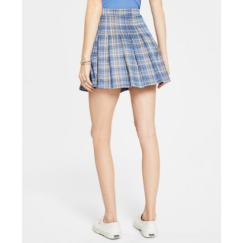 Hippie Rose Women's Blue Plaid Pleated Skirt | Hippie Rose In Lebanon