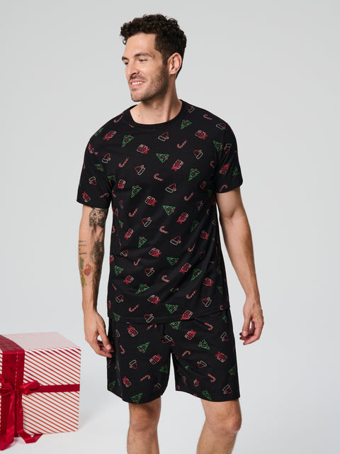 Sinsay Men's Black Christmas Printed 2 pcs Pajama Set |Sinsay In Lebanon
