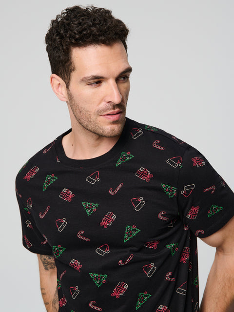 Sinsay Men's Black Christmas Printed 2 pcs Pajama Set |Sinsay In Lebanon