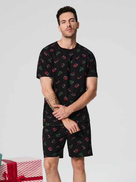 Sinsay Men's Black Christmas Printed 2 pcs Pajama Set |Sinsay In Lebanon