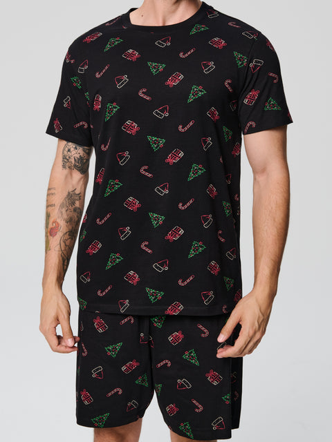 Sinsay Men's Black Christmas Printed 2 pcs Pajama Set |Sinsay In Lebanon