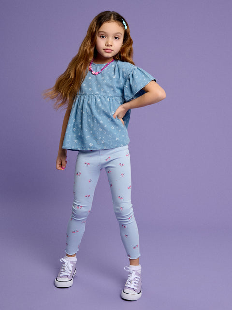Sinsay Girl's Light Blue Floral Legging  | Sinsay in Lebanon