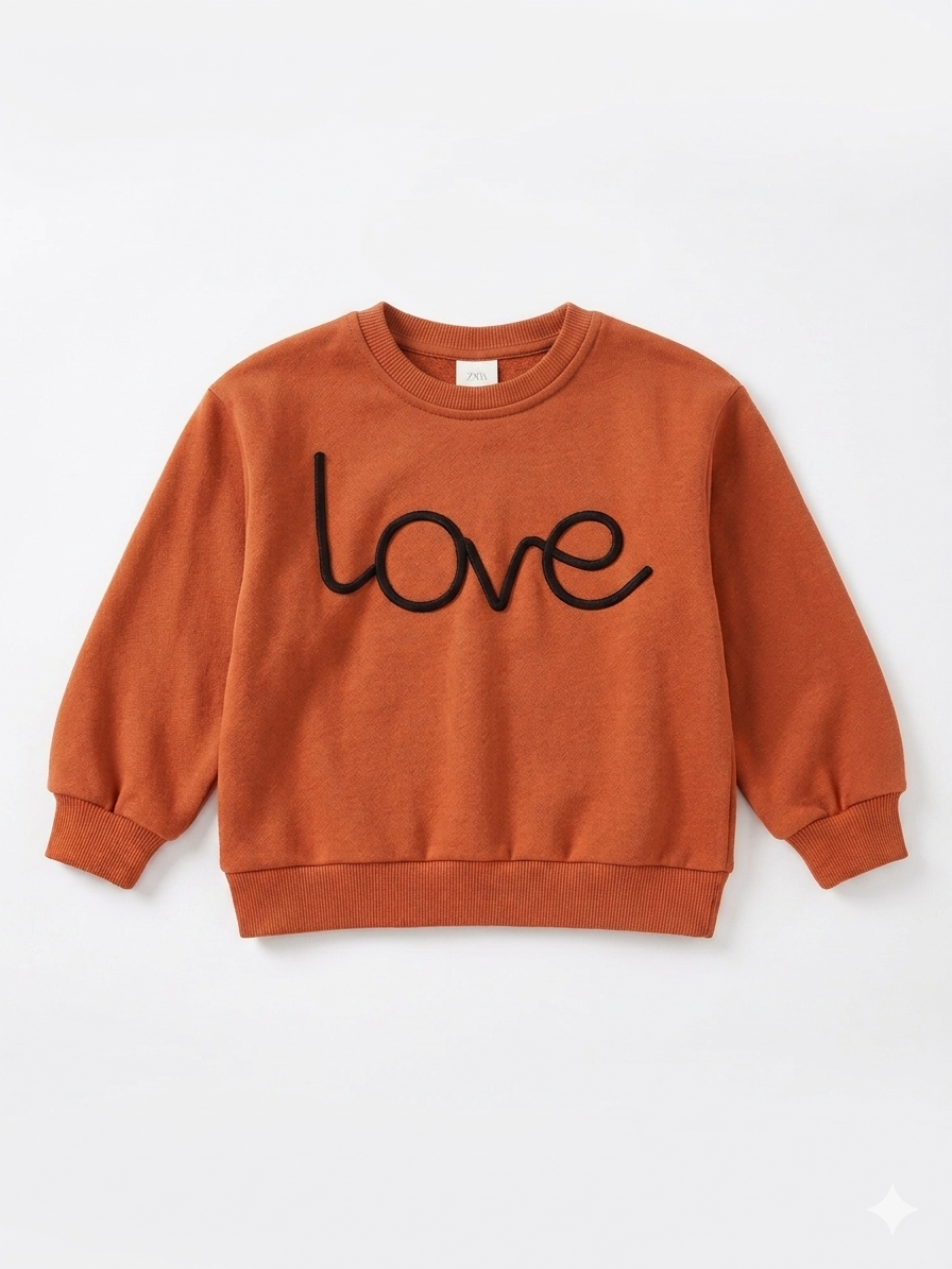 Zara Girl's Dark Orange Printed Sweatshirt | Zara In Lebanon