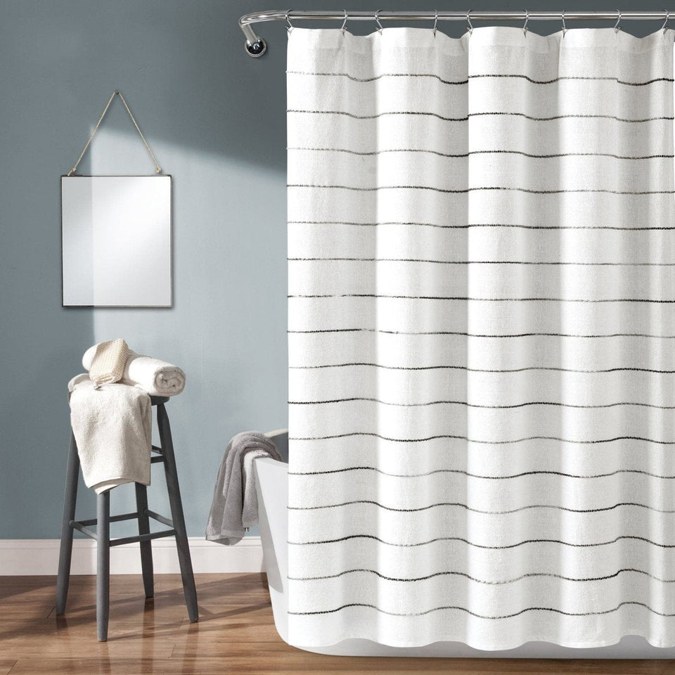 Lush Decor Grey Multi Ombre Stripe Yarn Dyed Cotton Shower Curtain | Lush Decor In Lebanon