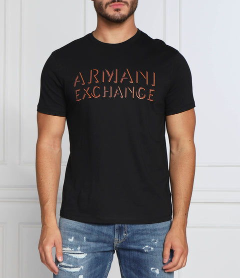 Armani Exchange Men's Black Regular Fit Chest Logo Printed T-shirt|Armani Exchange In Lebanon