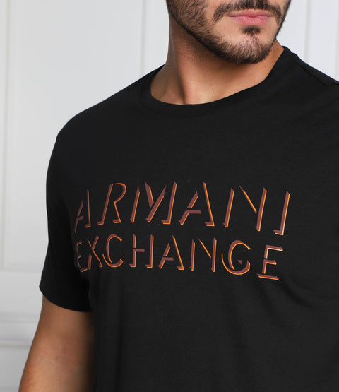 Armani Exchange Men's Black Regular Fit Chest Logo Printed T-shirt|Armani Exchange In Lebanon