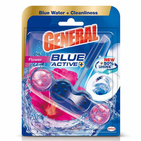General Toilet Cleaner Blue Active Fresh Blue Water Flower Rim block 50g