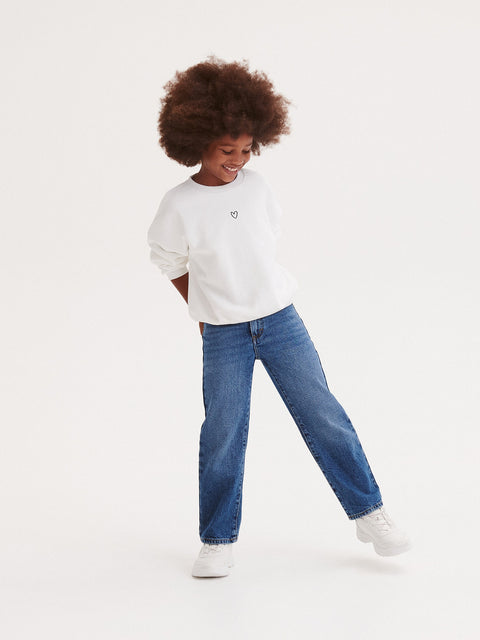 Reserved Girl's Blue Classic Denim Straight Cotton Jeans | Reserved In Lebanon