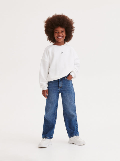 Reserved Girl's Blue Classic Denim Straight Cotton Jeans | Reserved In Lebanon