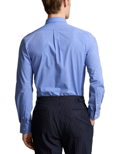 Polo Ralph Lauren Men's Blue Slim Fit Stretch End-On-End Shirt | Polo Ralph Lauren In Lebanon