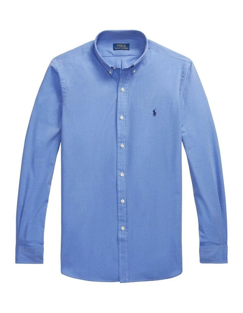 Polo Ralph Lauren Men's Blue Slim Fit Stretch End-On-End Shirt | Polo Ralph Lauren In Lebanon
