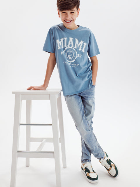 Sinsay Boy's Blue Adjustable Waist Slim Fit Jeans | Sinsay In Lebanon