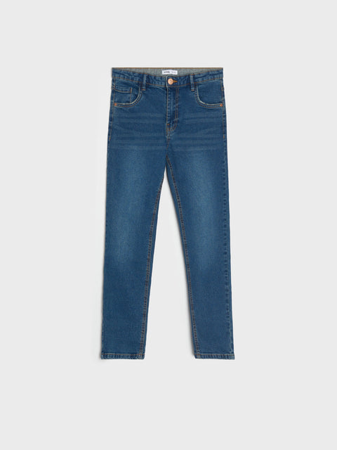 Blue jeans on a white background