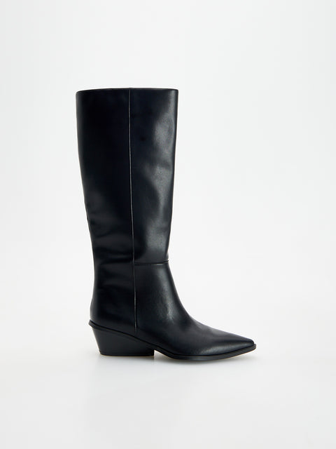 Reserved Women's Black Leather High Top Boots | Reserved In Lebanon
