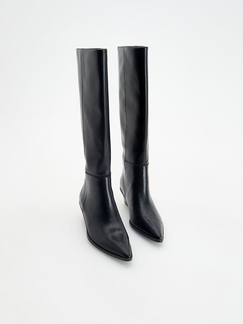 Reserved Women's Black Leather High Top Boots | Reserved In Lebanon