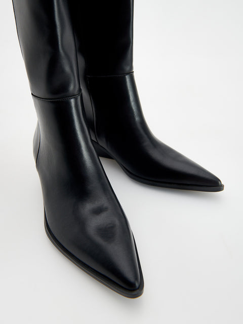 Reserved Women's Black Leather High Top Boots | Reserved In Lebanon