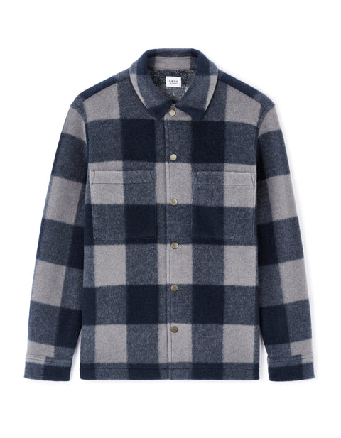 Celio Men’s Navy Oversized Plaid Long Sleeve Button Down Shirt|Celio In Lebanon