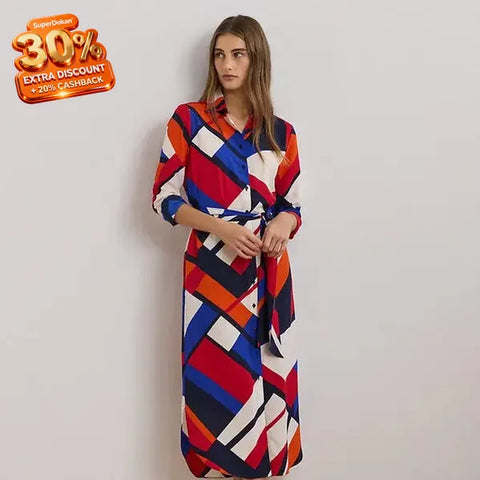 Lauren Ralph Lauren Women's Multicolor Print Crepe Shirtdress | Lauren Ralph Lauren In Lebanon