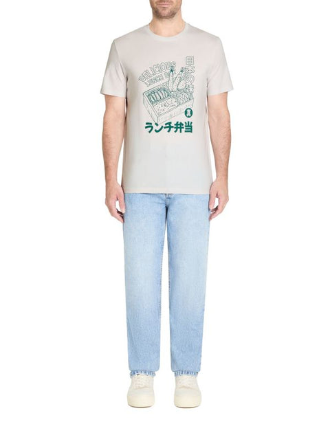 Celio Men’s Light Gray & Green Printed Round Neck T-Shirt|Celio In Lebanon