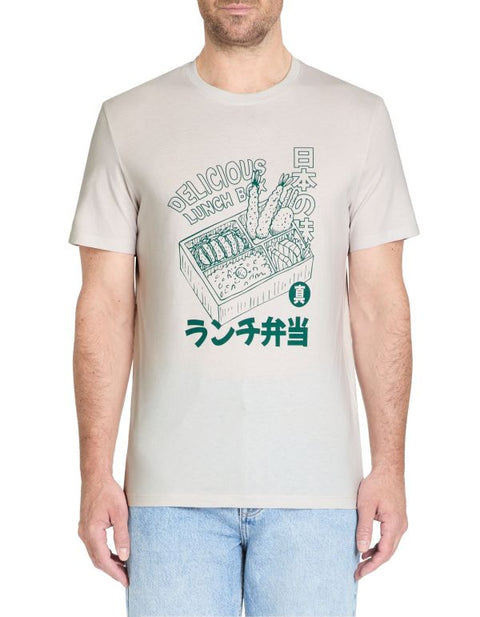 Celio Men’s Light Gray & Green Printed Round Neck T-Shirt|Celio In Lebanon