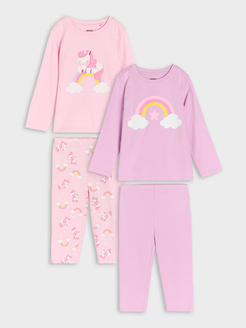 Sinsay Baby Girl's Pink/Purple Ponytail /Rainbow  2 Pajama Sets | Sinsay in Lebanon