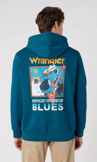 Wrangler Men's Deep Teal Green Logo Hoodie |Wrangler In Lebanon