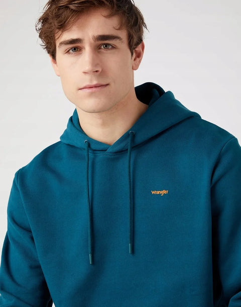 Wrangler Men's Deep Teal Green Logo Hoodie |Wrangler In Lebanon