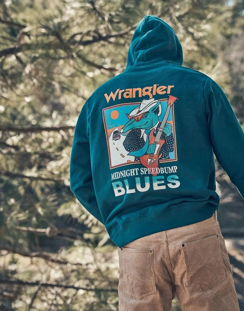 Wrangler Men's Deep Teal Green Logo Hoodie |Wrangler In Lebanon