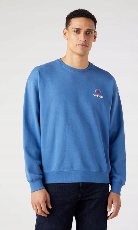 Wrangler Men's Federal Blue Logo Crew Neck Long Sleeve Sweatshirt | Wrangler In Lebanon