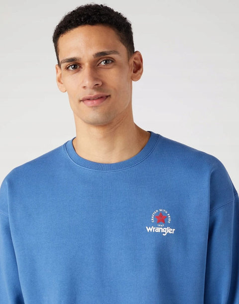 Wrangler Men's Federal Blue Logo Crew Neck Long Sleeve Sweatshirt | Wrangler In Lebanon