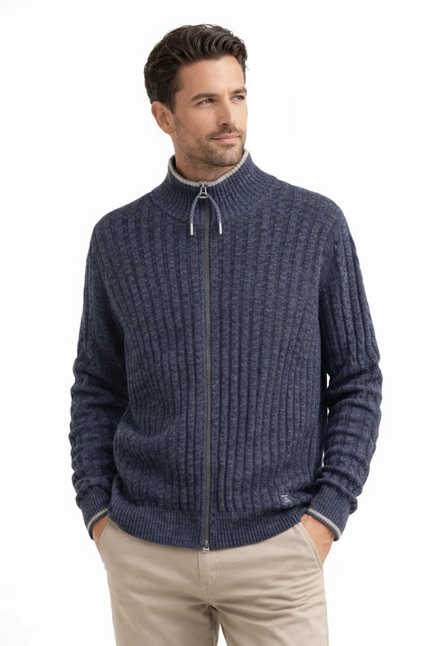 Lerros Men's Navy Blue Knitted Zip-Up Sweater | Lerros In Lebanon