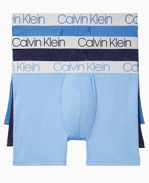 Calvin Klein Men's Peacoatdelftsilver Lake Blue 3-Pack Chromatic Microfiber Boxer Brief Underwear | Calvin Klein In Lebanon