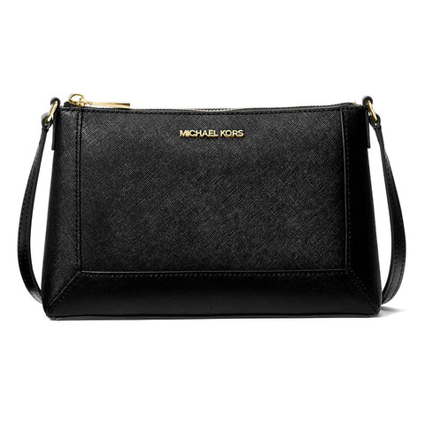 Michael Kors Women's Black Gold Zipper Leather Crossbody Bag | Michael Kors In Lebanon