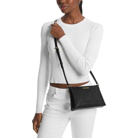 Michael Kors Women's Black Gold Zipper Leather Crossbody Bag | Michael Kors In Lebanon