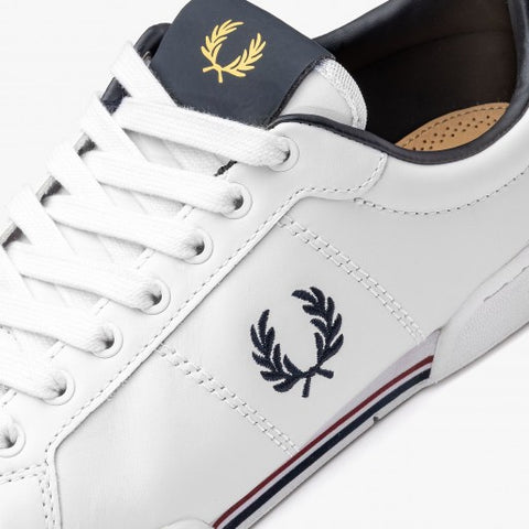 Fred Perry Men's White & Navy Leather Sneakers | Fred Perry In Lebanon