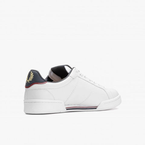 Fred Perry Men's White & Navy Leather Sneakers | Fred Perry In Lebanon