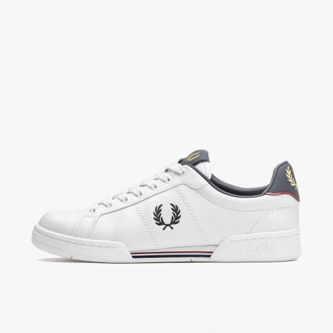 Fred Perry Men's White & Navy Leather Sneakers | Fred Perry In Lebanon