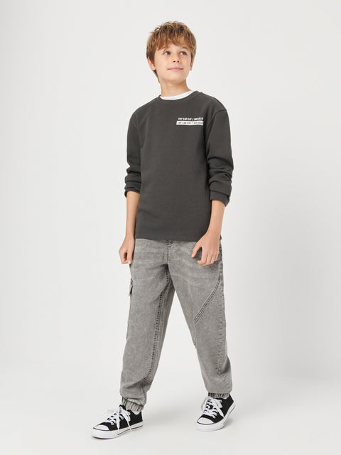 Sinsay Boy's Dark Grey Printed Classic Cut Sweatshirt | Sinsay In Lebanon