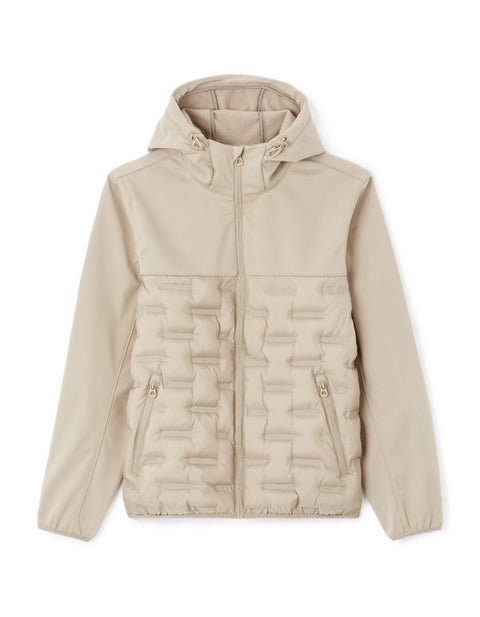 Celio Men's Beige Softshell Down Hooded Jacket | Celio In Lebanon
