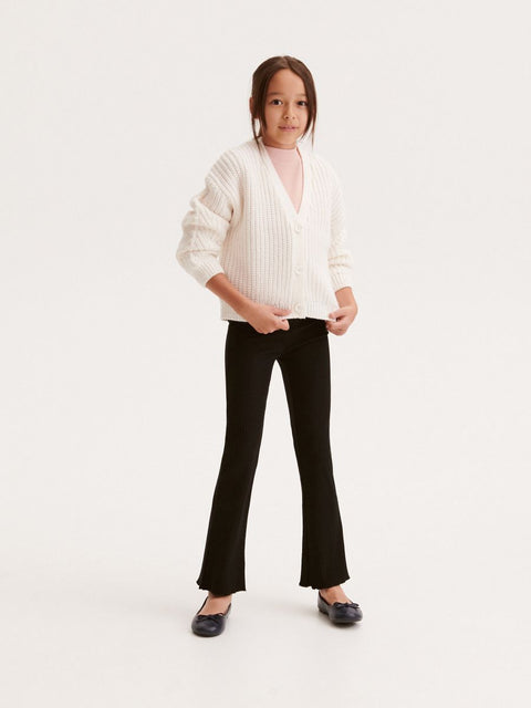 Reserved Girl's White Ribbed Knitted Cardigan | Reserved In Lebanon