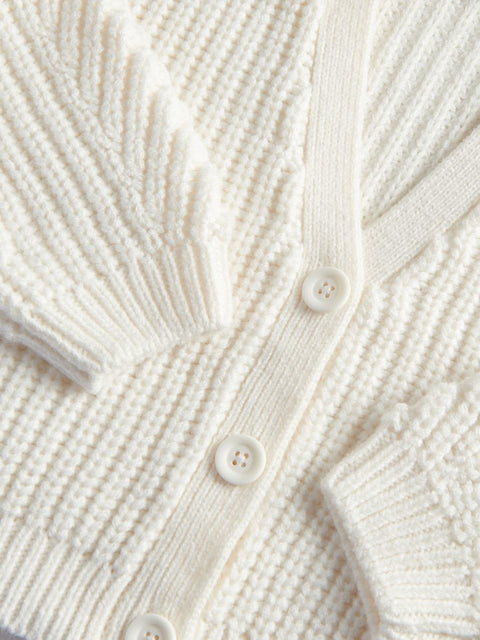 Reserved Girl's White Ribbed Knitted Cardigan | Reserved In Lebanon