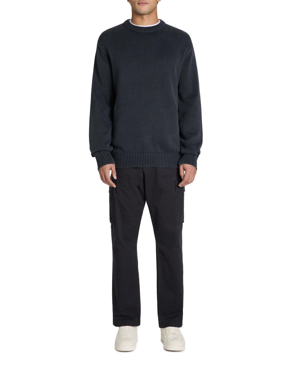 Celio Men's Dark Gray Textured Knit Crewneck Sweater|Celio In Lebanon