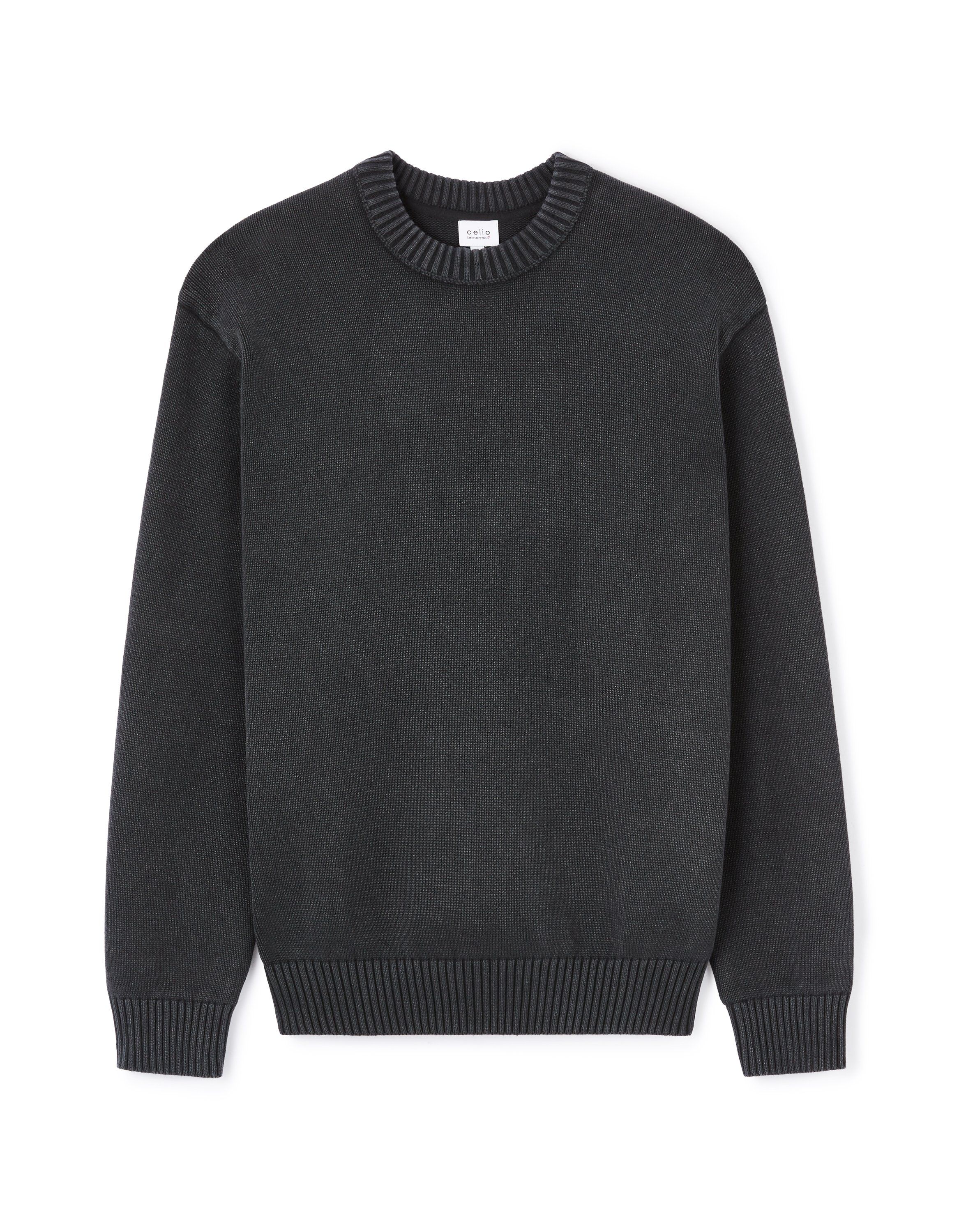 Celio Men's Dark Gray Textured Knit Crewneck Sweater|Celio In Lebanon ...