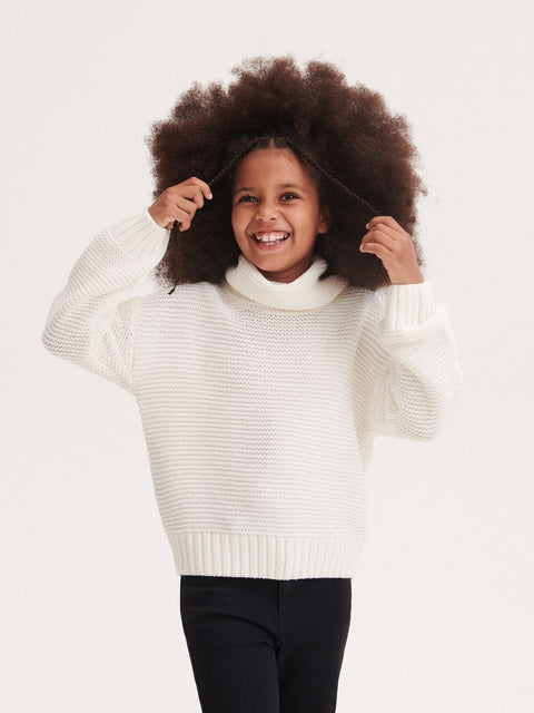 Reserved Boy's Off White Knitted Turtle Long Sleeve Sweater |Reserved In Lebanon