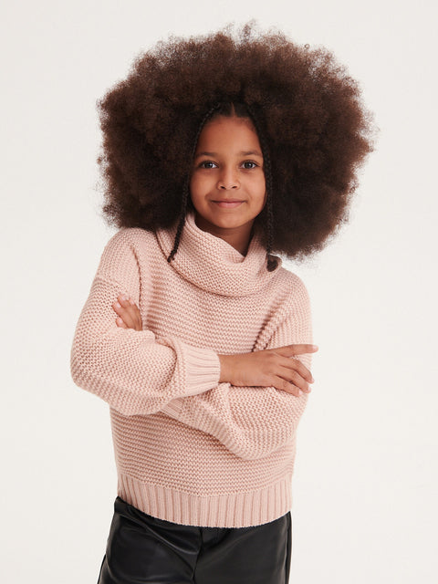 Reserved Girl's Dirty Pink Loose Turtleneck Sweater | Reserved In Lebanon