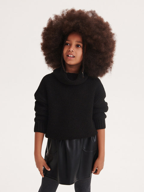 Reserved Girl's Black Loose Turtleneck Sweater | Reserved In Lebanon