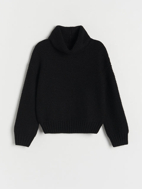 Reserved Girl's Black Loose Turtleneck Sweater | Reserved In Lebanon