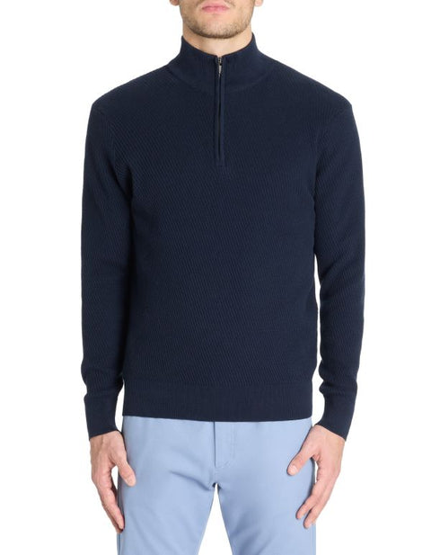 Celio Men's Navy Regular Fit Turtle Neck 1/4 Zip Sweater|Celio In Lebanon